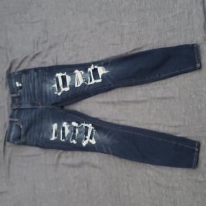 American Eagle Outfitters High Rise Distressed Jeans - Dark Blue